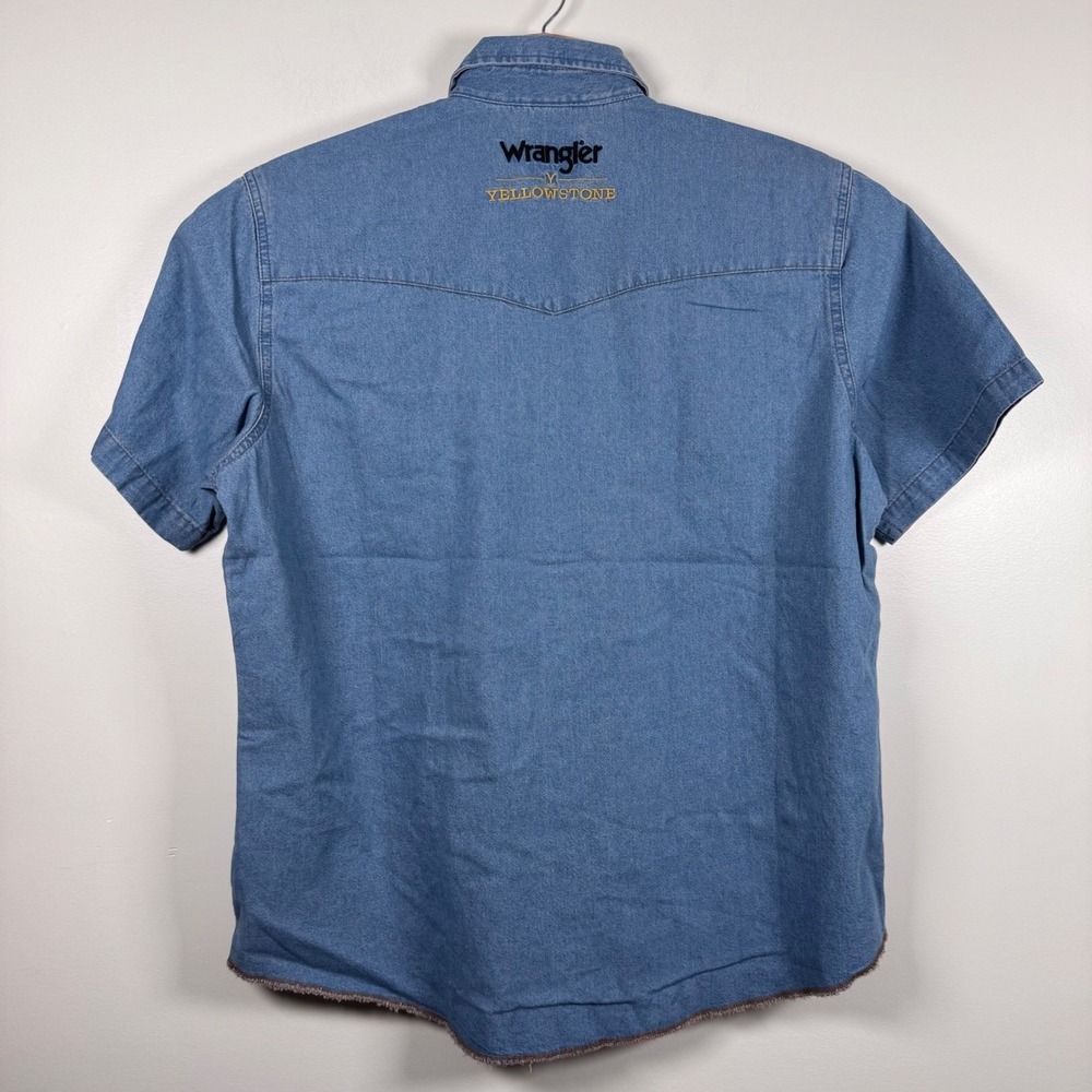 Wrangler Yellowstone Short Sleeve Denim Western Shirt Men's XL Pearl Snap New - Picture 4 of 7